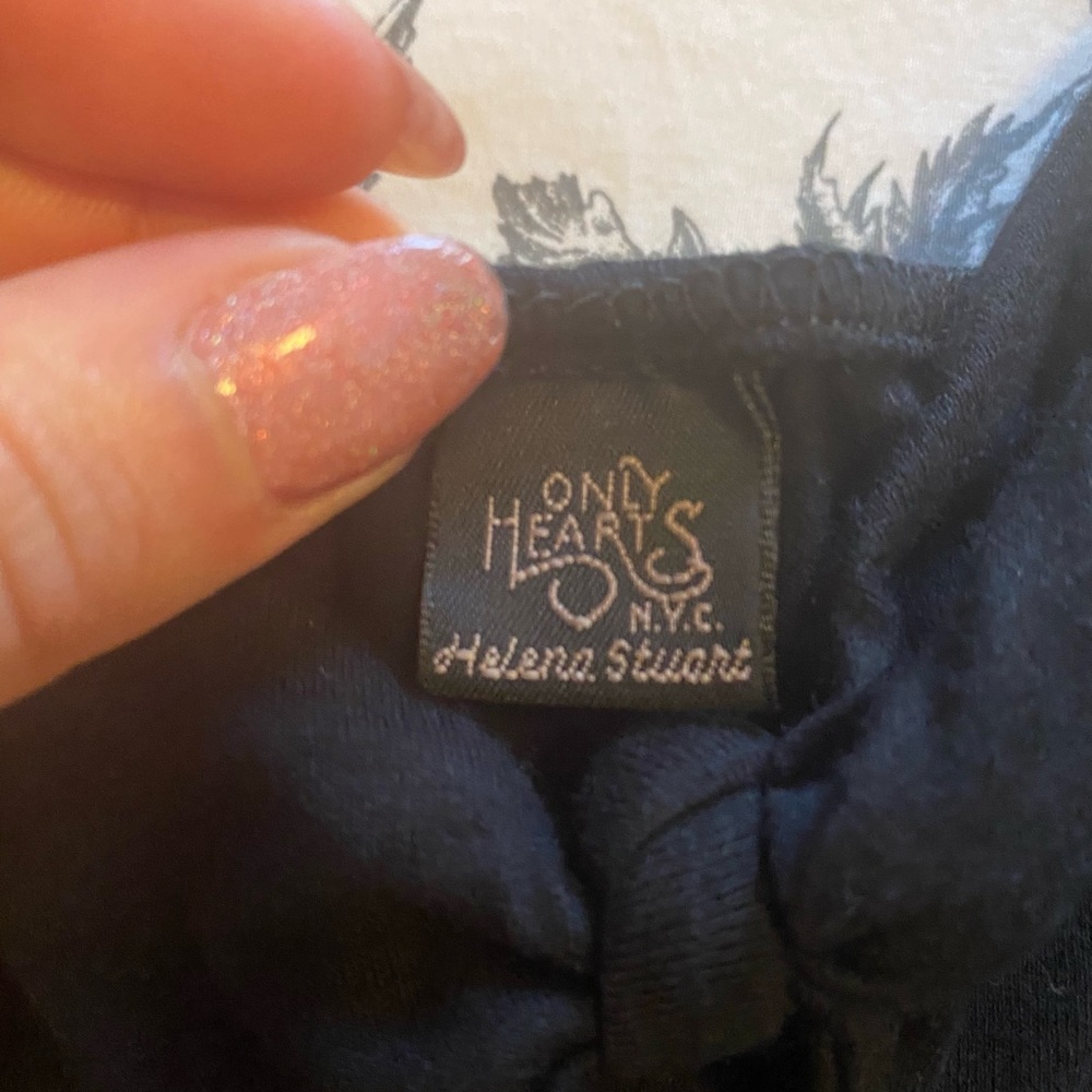 Only Hearts NYC Helena Stuart black spaghetti strap tie front cutout body suit - Picture 3 of 3